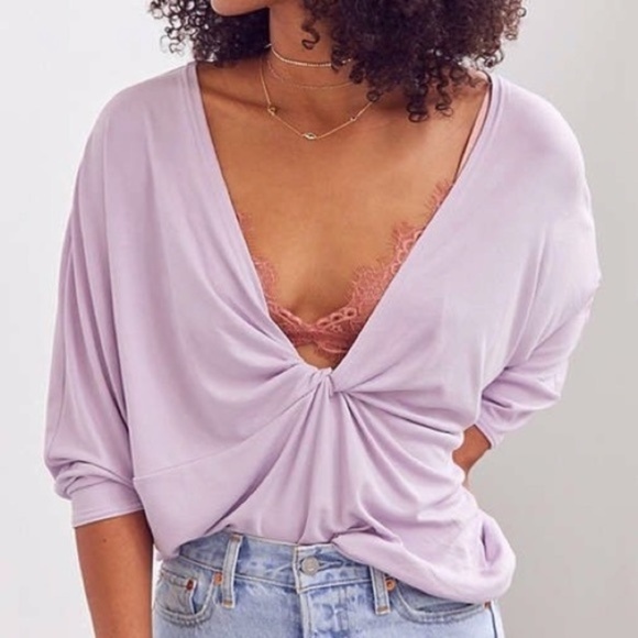 Urban Outfitters Silence + Noise Lavender Ribbed Tunic Twist Top